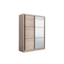 Wardrobe Modern Bedroom Furniture Oak Effect Sliding Door Mirror Wardrobe 166cm