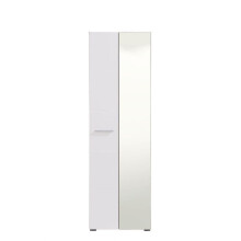 Wardrobe Gloss White Front and Mirrored 2 Door Narrow Wardrobe