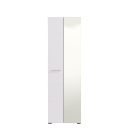 Wardrobe Gloss White Front and Mirrored 2 Door Narrow Wardrobe