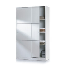 Wardrobe Gloss White Sliding 2 Door Wardrobe 120cm With Shelves & Hanging Rails