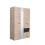Wardrobe Modern Grey Oak Effect 3 doors, 2 Drawers Mirrored Wardrobe 1