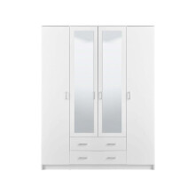 Wardrobe For Modern Bedroom White 4 Door 2 Drawers Mirrored Wardrobe