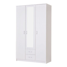 Wardrobe For Modern Bedroom White 3 Door 2 Drawers Mirrored Wardrobe