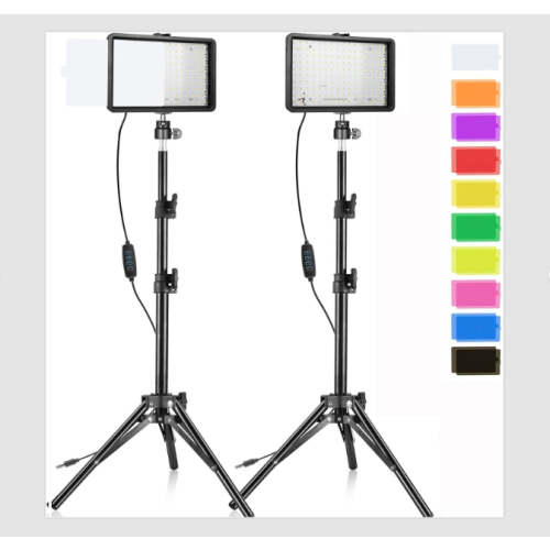 2 Pack LED Video Light Kit, Dimmable USB Photography Lighting Kit