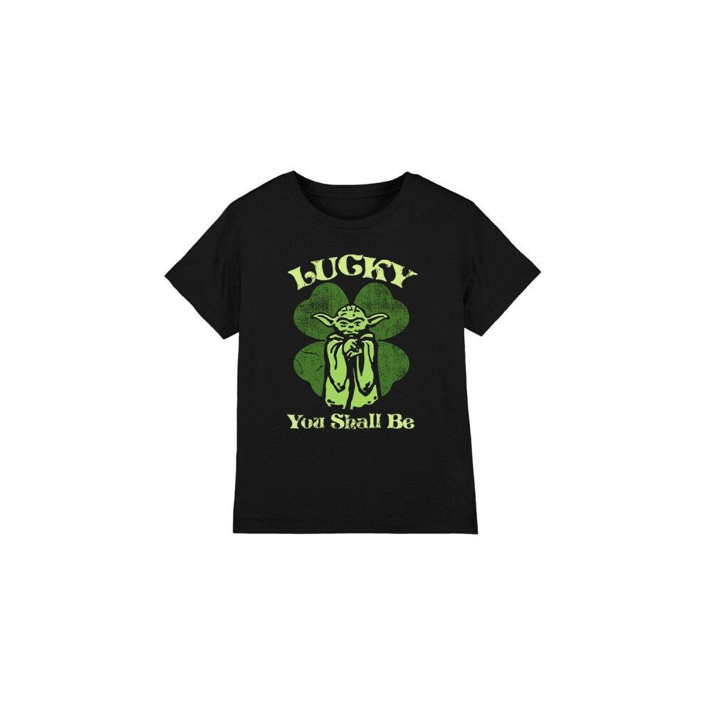 (3-4 Years, Black) Star Wars Childrens/Kids Lucky Yoda St Patricks Day T-Shirt