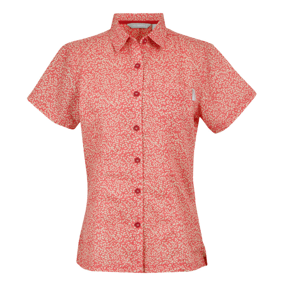 (14 UK, Peach Bloom) Regatta Womens/Ladies Mindano VIII Leaf Print Short-Sleeved Shirt