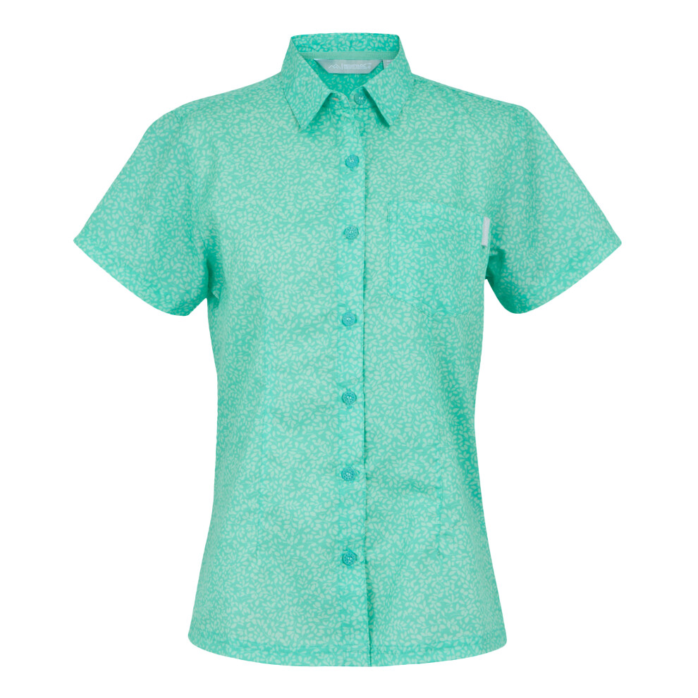 (22 UK, Aruba Blue) Regatta Womens/Ladies Mindano VIII Leaf Print Short-Sleeved Shirt