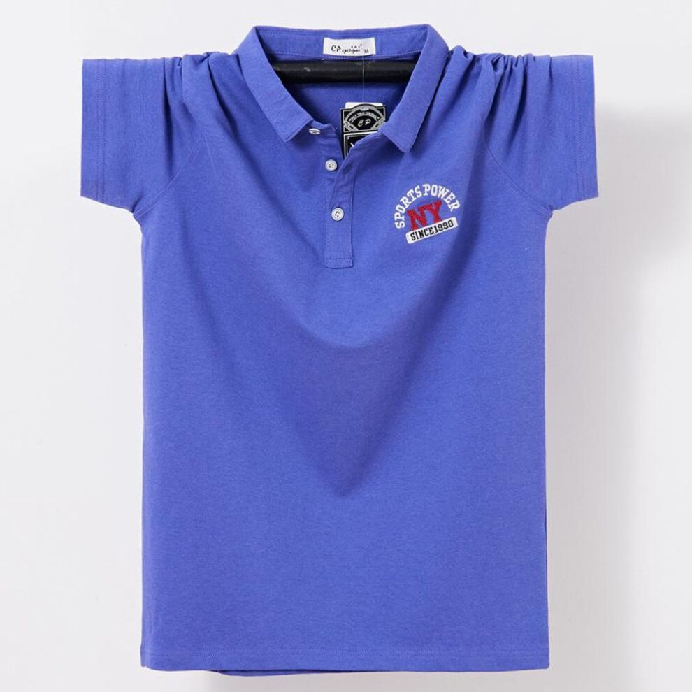 (as the picture, XXXL) Men&apos;s Plus Size Lapel Short Sleeve T-shirt Oversized Polo Shirt Thin Cotton Business Casual Half Sleeve T-shirt