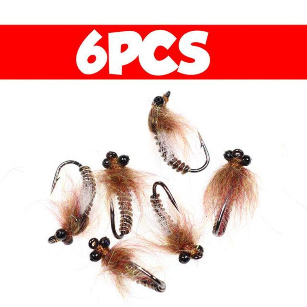 6pcs #8 Weighted Fly Fishing Lure Bait Dragon Fly Nymph Insect Worm For Trout Perch Bass Carp