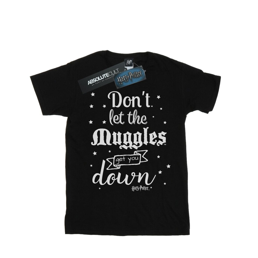 (L, Black) Harry Potter Womens/Ladies Don't Let The Muggles Cotton Boyfriend T-Shirt