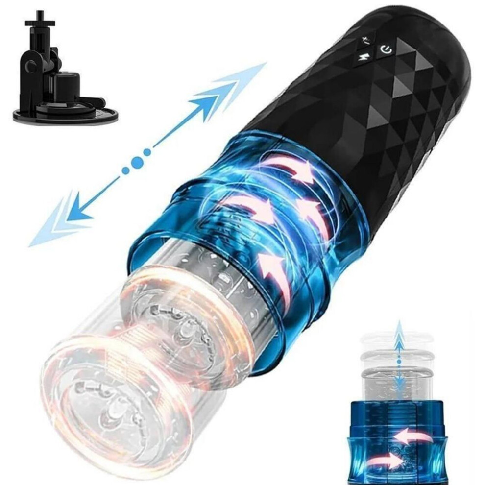 (black) Automatic Insertion Rotating Male Masturbator Pussy Hands Free Masturbator, 3D Simulation Textured Penis Sleeve Stimulation Toys, Adult Sex Toys