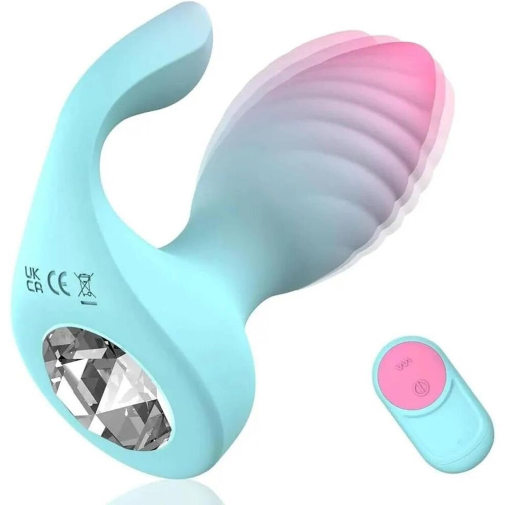 (gradient colour) Diamond Anal Plug,2 In 1 Anal Plug Vibrator Clitoral Stimulator Adult Clitoral Stimulator Dual Motor Anal Toy Remote Control Vibrating Anal Plug