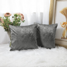 (Pack of 2, Plain Velvet Filled Cushion Grey) Luxury Velvet Filled Cushions Pack of 1, 2 & 4 Quilted Cushion Pads