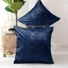 (Pack of 2, Plain Velvet Filled Cushion Navy) Luxury Velvet Filled Cushions Pack of 1, 2 & 4 Quilted Cushion Pads