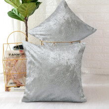 (Pack of 2, Plain Velvet Filled Cushion Silver) Luxury Velvet Filled Cushions Pack of 1, 2 & 4 Quilted Cushion Pads