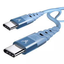 (Short Cable, Blue) Type C to Type-C Cable PD Fast Charger Braided Long USB C Leads Pastel Colours