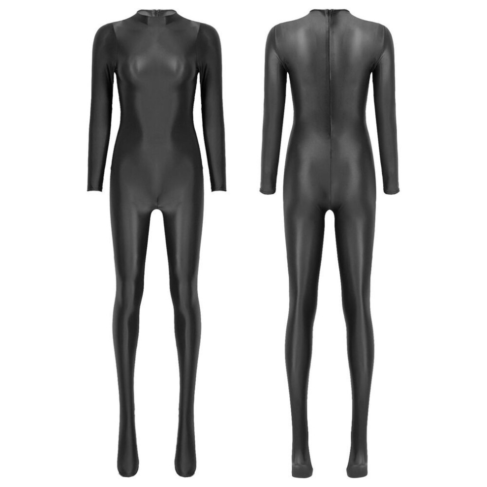 (black, XL) Women Long Sleeve Bodycon High Waist Jumpsuit Rompers Full Bodysuit One Piece Outfit