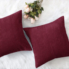 (Pack of 2, Stripe Velvet Cushion Red) Luxury Velvet Filled Cushions Pack of 1, 2 & 4 Quilted Cushion Pads