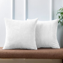 (Pack of 2, Stripe Velvet Cushion White) Luxury Velvet Filled Cushions Pack of 1, 2 & 4 Quilted Cushion Pads