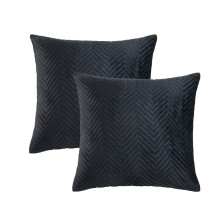 (Pack of 2, Embossed Velvet Filled Cushion Black) Luxury Velvet Filled Cushions Pack of 1, 2 & 4 Quilted Cushion Pads