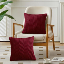 (Pack of 2, Embossed Velvet Filled Cushion Burgundy) Luxury Velvet Filled Cushions Pack of 1, 2 & 4 Quilted Cushion Pads