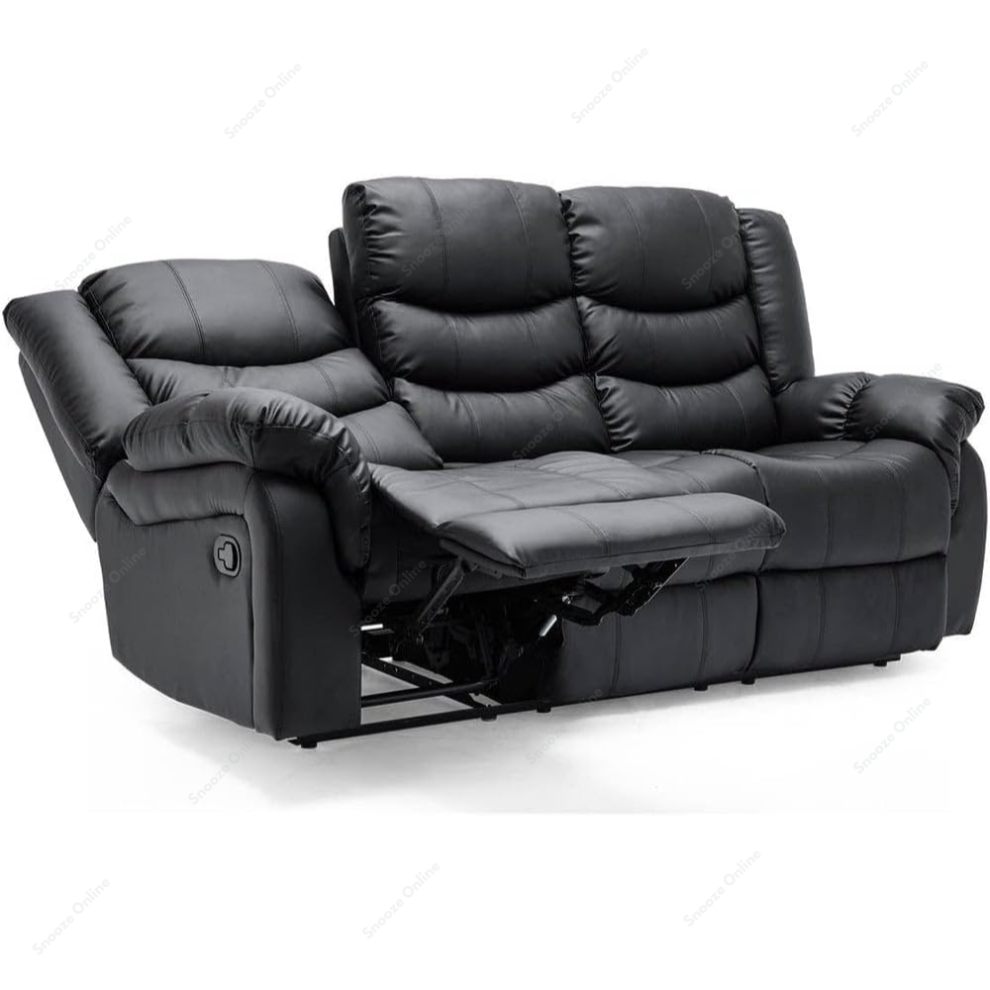 (3 Seater Sofa) SNOOZE Online Black Leather Recliner 3 and 2 Seater Sofa Sets Arm Chair 3+2 Sofa For Living Room