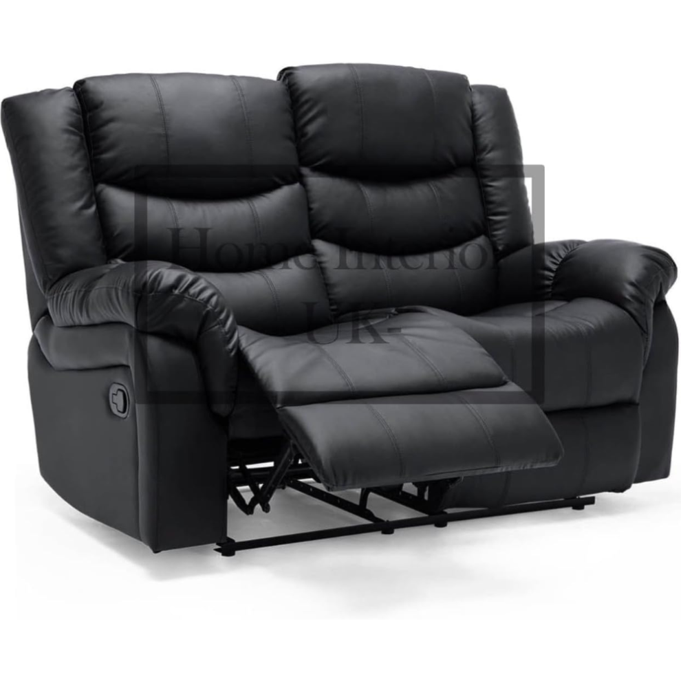 (2 Seater Sofa) SNOOZE Online Black Leather Recliner 3 and 2 Seater Sofa Sets Arm Chair 3+2 Sofa For Living Room