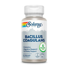 Solaray Bacillus Coagulans 5 Billion CFU Vegetarian Capsules With Prebiotics For Digestive & Full Body Support, - 60's