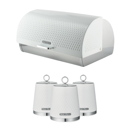 Swan Swan Elegance Bread Bin & Canisters Kitchen Set (White)