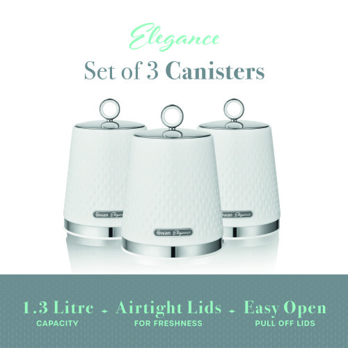 Swan Swan Elegance Bread Bin & Canisters Kitchen Set (White) 2