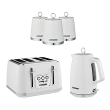 Swan Elegance Kettle, 4 Slice Toaster & Canisters Kitchen Set (White)
