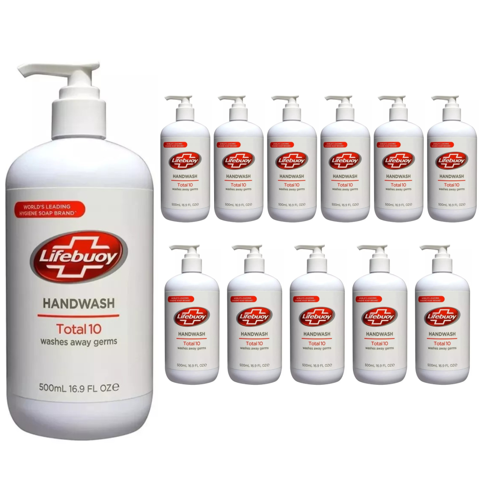 12 x 500ml Lifebuoy Antibacterial Hand Wash Washes Away Germs