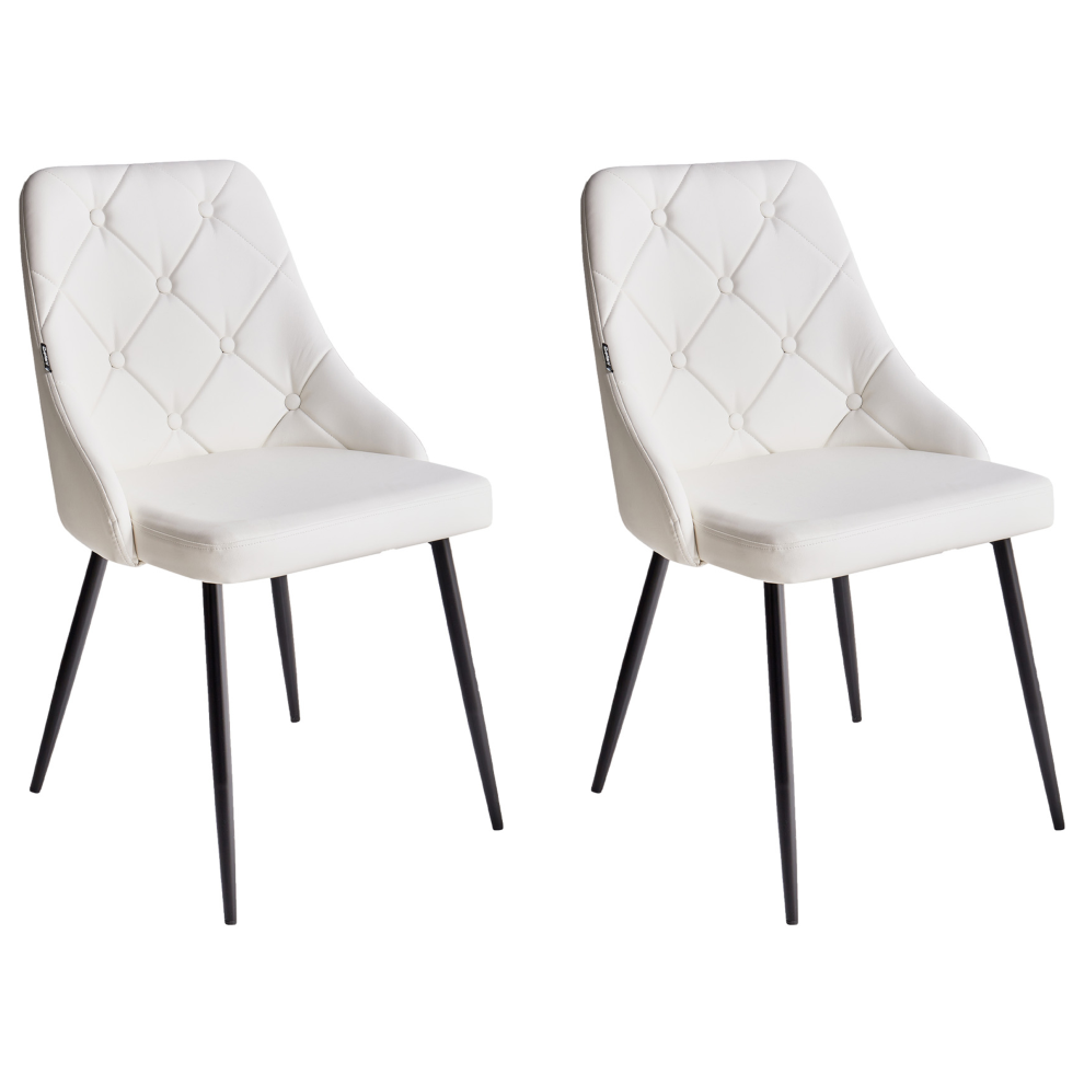 Set of 2 Dining Chairs VALERIE Faux Leather White