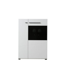 Display Cabinet White High Gloss & Black 2 Door Short Display Cabinet