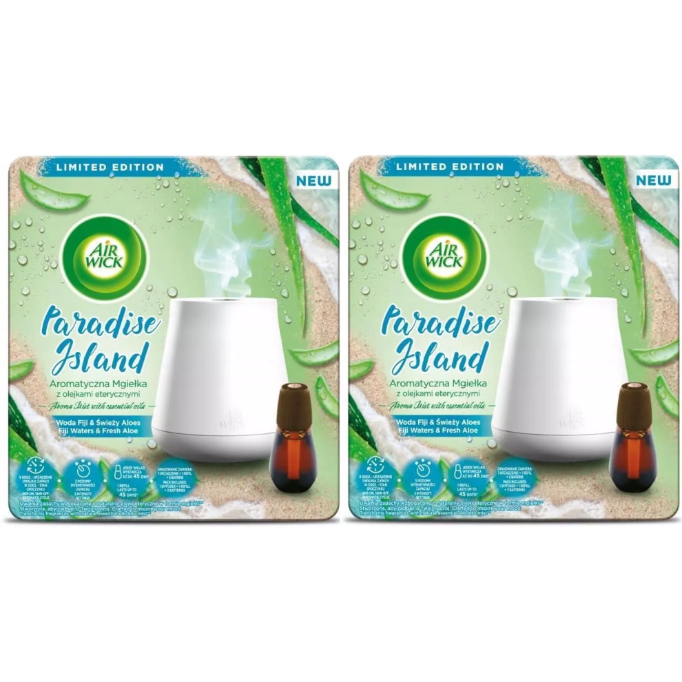 2xAir Wick Essential Oil Mist Kit, Diffuser & Refill - Fiji Waters & Fresh Aloe