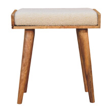 Adorable Solid Wood Furniture - Boucle Cream Tray Style Footstool