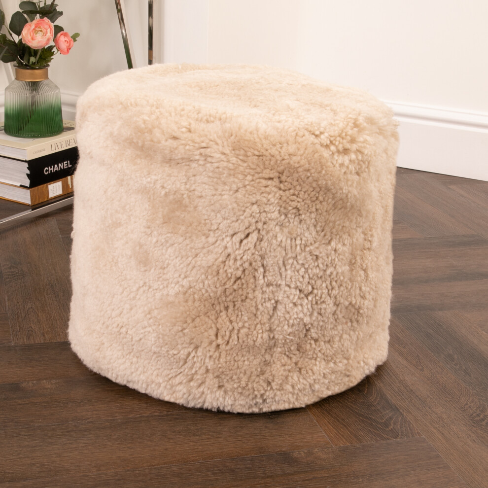 Cream Short Pile Sheepskin Pouf-image-OPC-PFYX9XF-NEW