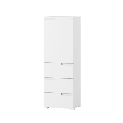 Tallboy White Gloss Slim Tallboy Storage Unit with Cupboard and Drawers 2
