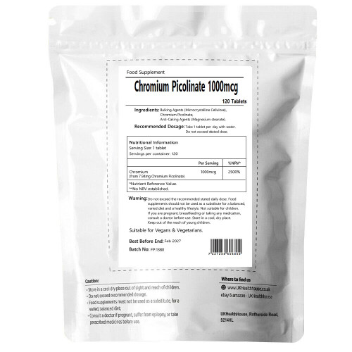 Chromium Picolinate 1000mcg 120 Tablets Insulin & Blood Sugar Support 1