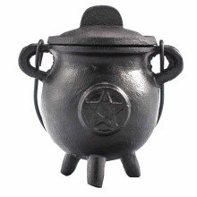 Cast Iron Cauldron with Pentagon 6.5x13cm Ritual Bowls and Cauldrons
