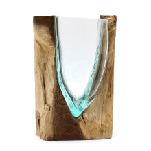 Molton Glass V-shaped Art Vase on Wood Adorable Home Decoration