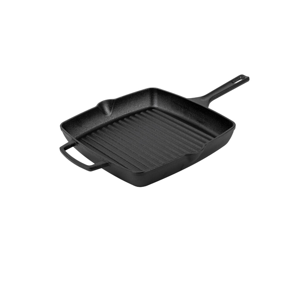 Prestige Square Grill Pan with Pouring Lips Oven Safe Cast Iron Cookware - 27 cm