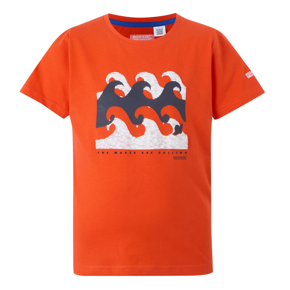 (15-16 Years, Tangerine Tango) Regatta Childrens/Kids Bosley VIII Waves T-Shirt