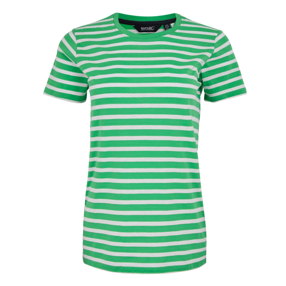 (26 UK, Island Green/White) Regatta Womens/Ladies Bayletta Striped T-Shirt
