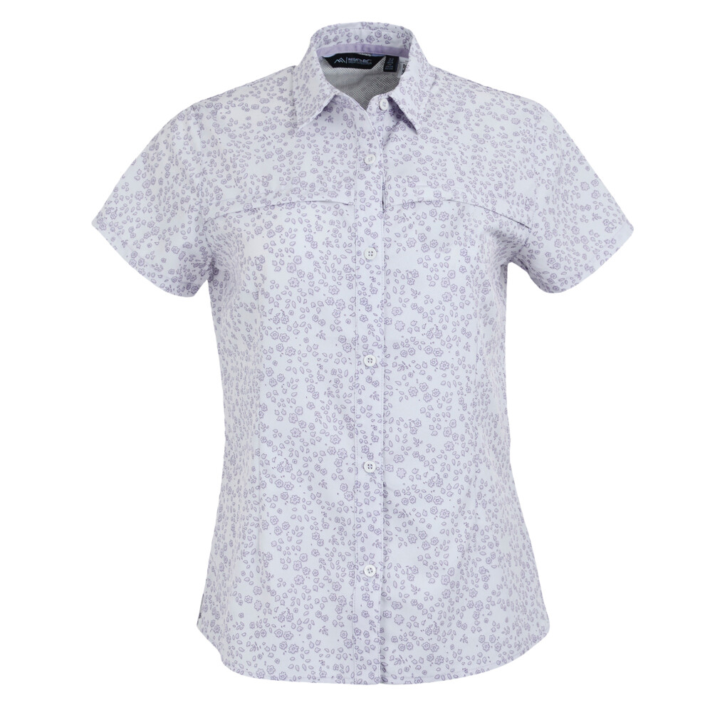 (14 UK, Lilac Hint) Regatta Womens/Ladies Travel Meadow Floral Packaway Short-Sleeved Shirt