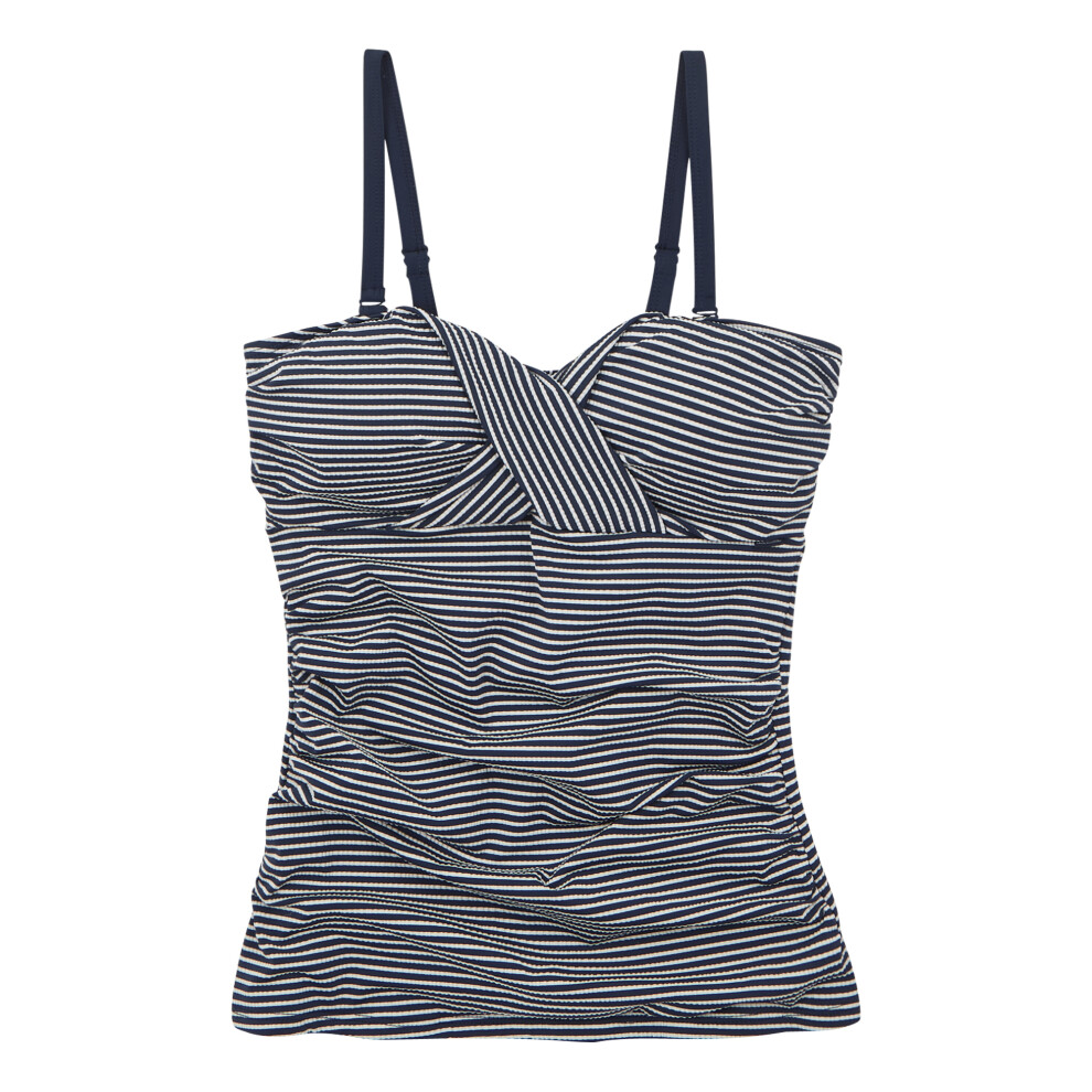 (10 UK, Navy/White) Regatta Womens/Ladies Aceana III Seeksucker Tankini Top