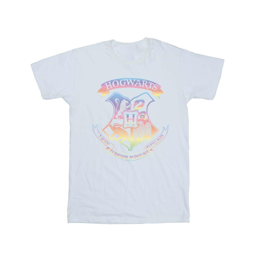 (5-6 Years, White) Harry Potter Girls Crest Pastel Cotton T-Shirt