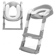 (GREY) Kid Children Baby Potty Training Toilet Seat Toddler Urinal Chair Ladder Trainer