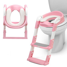 (PINK) Kid Children Baby Potty Training Toilet Seat Toddler Urinal Chair Ladder Trainer