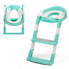 (SEA - GREEN) Kid Children Baby Potty Training Toilet Seat Toddler Urinal Chair Ladder Trainer